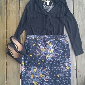 Loft floral pencil skirt
